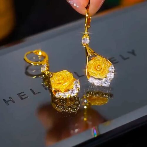 Rose Flower Diamond Earrings — Uniqal Fashion